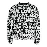 Zwart Logo Print Crew Neck Sweatshirt Dolce & Gabbana , Black , Heren