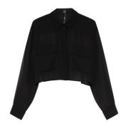 Zwarte Georgette Crêpe Cropped Shirt Marella , Black , Dames