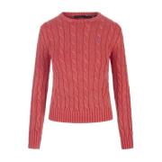 Kabelgebreide Koraal Crew-Neck Sweater Ralph Lauren , Red , Dames