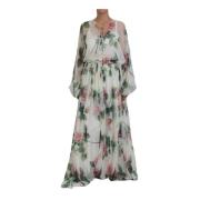 Zijden Bloemen Maxi Jurk Jurk Dolce & Gabbana , Multicolor , Dames