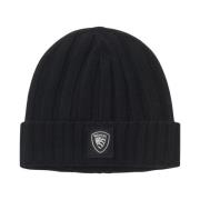 Wollen Ribgebreide Beanie Muts Blauer , Black , Heren