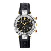 Elegante Chronograaf Leren Horloge Versace , Black , Dames