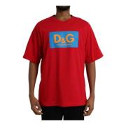 Logo Print Crew Neck T-shirt Dolce & Gabbana , Red , Heren