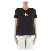Katoen Logo Print T-shirt Calvin Klein Jeans , Black , Dames