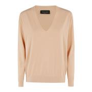 V-hals trui Roberto Collina , Beige , Dames