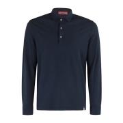 Lange Mouw Polo Shirt Drumohr , Blue , Heren