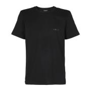 Katoen Logo Print T-Shirt Dondup , Black , Heren