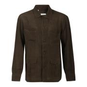 Bruine Linnen Field Jacket met Zakken Salvatore Piccolo , Green , Here...