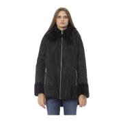 Zwart Omkeerbaar Hooded Ritsjack Baldinini , Black , Dames