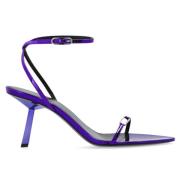 Paarse Leren Sandalen met Metallic Finish Saint Laurent , Purple , Dam...