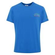 Blauw Katoenen T-shirt met Borduurwerk MC2 Saint Barth , Blue , Heren