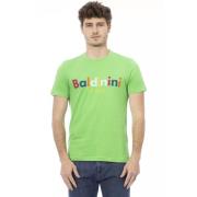 Groen Katoenen T-Shirt met Voorkant Print Baldinini , Green , Heren
