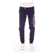 Paarse Fleece Sportbroek met Logo Baldinini , Purple , Heren
