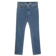 Blauwe Slim-Fit Denim Jeans Brioni , Blue , Heren