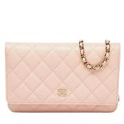 Pre-owned Leather wallets Chanel Vintage , Pink , Dames