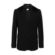 Pinstriped Wollen Blazer met Afneembare Kraag Comme des Garçons , Blac...