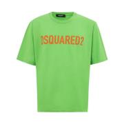 Katoen Oversize Logo T-Shirt Dsquared2 , Green , Heren