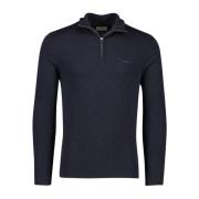 Donkerblauwe Half Zip Sweater Gant , Blue , Heren