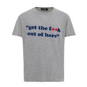 Katoenen T-shirt met Get the f**k.. Print Dsquared2 , Gray , Heren