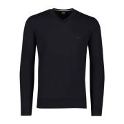 Zwarte V-hals Trui Hugo Boss , Black , Heren