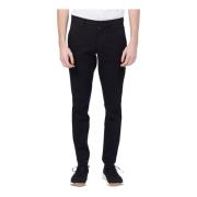 Zwarte Slim Fit Katoenen Broek Hugo Boss , Black , Heren