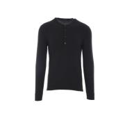 Zwarte Polo met Lange Mouwen en Ribbels Tom Ford , Black , Heren