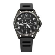 Zwarte Siliconen Quartz Horloge Victorinox , Black , Heren