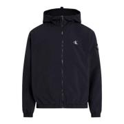 Zwarte Windbreaker Jas met Capuchon Calvin Klein Jeans , Black , Heren