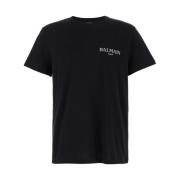 Zwart Logo Print Crewneck T-shirt Balmain , Black , Heren