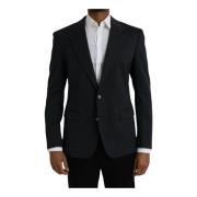 Donkerblauwe Single Breasted Blazer Dolce & Gabbana , Blue , Heren