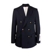 Blauwe Dubbele Breasted Wol Blazer Golden Goose , Blue , Heren