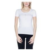 Wit Bedrukt T-shirt Korte Mouwen Emporio Armani EA7 , White , Dames