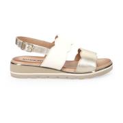 Grijze Leren Sandalen Comfort Stijl Sangiorgio , Gray , Dames