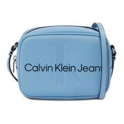Blauwe Schoudertas met Ritssluiting Calvin Klein Jeans , Blue , Dames