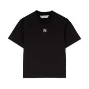 Zwart Logo Geborduurde Boxy Fit T-Shirt Palm Angels , Black , Dames