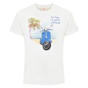 Heren Katoenen T-shirt Wit Print MC2 Saint Barth , White , Heren