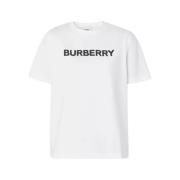 Dames Logo Print Wit T-Shirt Burberry , White , Dames