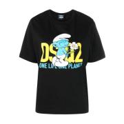 Smurf In Love Logo T-Shirt Dsquared2 , Black , Dames