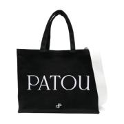 Geborduurd Logo Canvas Tote Tas Patou , Black , Dames