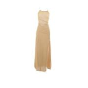 Gouden Lurex Rugloze Lange Jurk Oseree , Beige , Dames