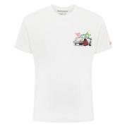 Krokodil Print T-shirt Wit MC2 Saint Barth , White , Heren