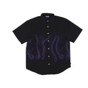 Outline Korte Mouw Shirt Zwart Octopus , Black , Heren