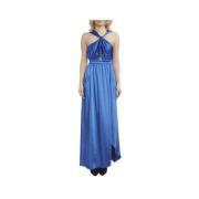 Elegante Satijnen Jurk met Torchon Detail Pinko , Blue , Dames