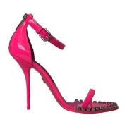 Kristalversierde Roze Leren Hakken Dolce & Gabbana , Pink , Dames