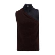 Multicolor Gebreide Kleding Hoge Kraag Rits Fendi , Brown , Heren