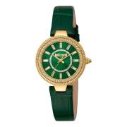 Klassiek Leren Analoge Horloge Just Cavalli , Green , Dames
