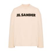 Beige Katoenen Logo T-shirt Jil Sander , Beige , Heren