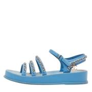 Pre-owned Leather sandals Chanel Vintage , Blue , Dames