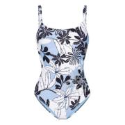 Heldere Blauwe Bloemenbadpak Twinset , Multicolor , Dames