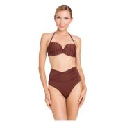 Hoog getailleerd badpak in effen kleur Twinset , Brown , Dames